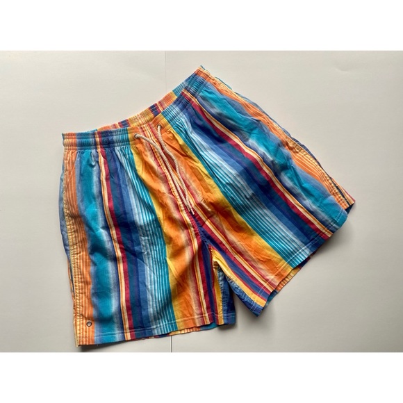 Faconnable Mens Swimtrunks Bathing Suit Multi Color Stripped Pattern Size M - Picture 2 of 9